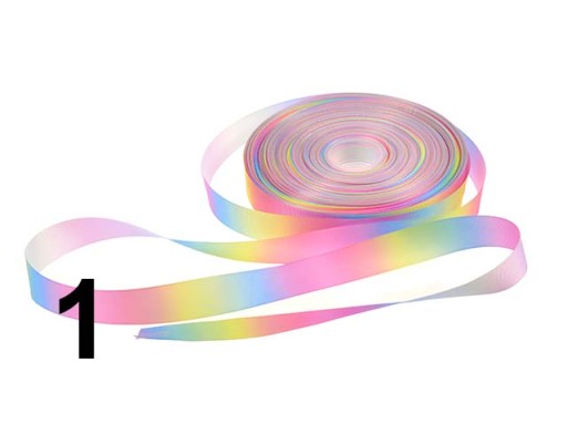 TIEŇOVANÁ DÚHOVÁ STUHA 25mm FARBA - 01