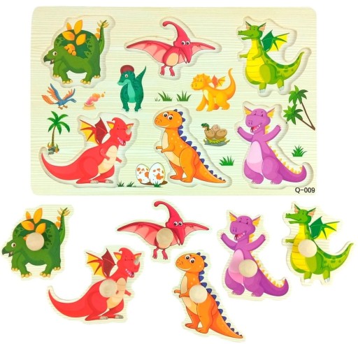 Dinosaurus puzzle dinosaurus drevené puzzle 10ks