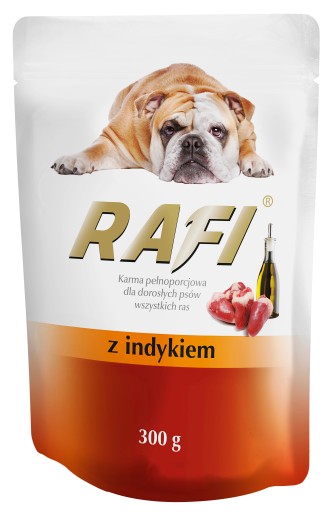Mokré krmivo pre dospelých psov s morčacím mäsom 300g RAFI