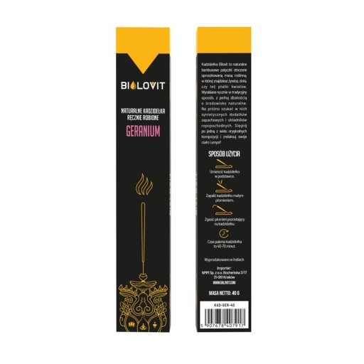 Prírodné vonné tyčinky Geranium Bilovit 40 g