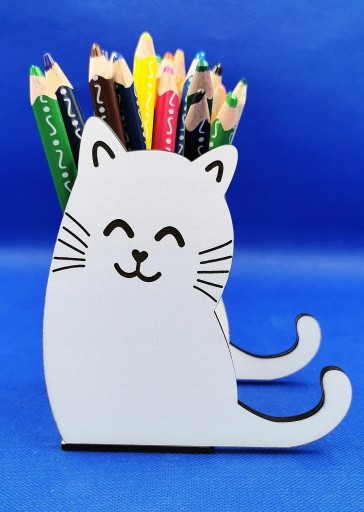 Kitty toolbox/organizér, priestranný, pastelky, perá pomenované po mačke