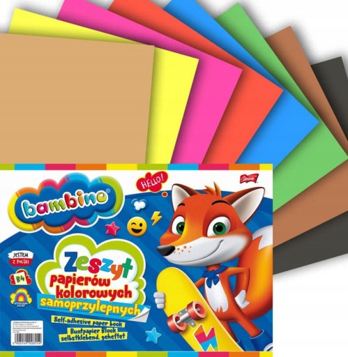 Samolepiaci papierový zápisník B4, 8 listov Bambino, 8 farieb x 2 kusy