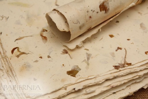 ručný papier A4 - krémový mix kvetov