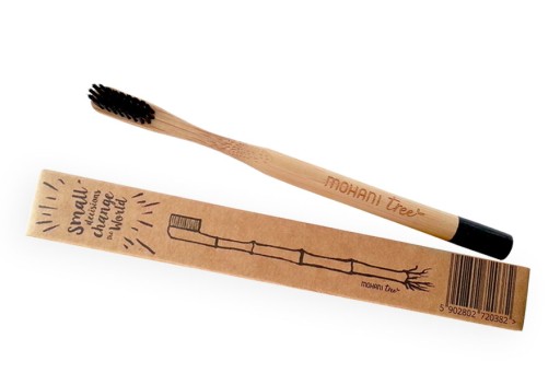 Mohani Bamboo čierna zubná kefka Medium P1