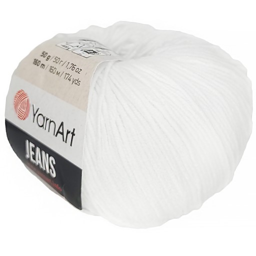 YARNART JEANS 62 optická biela priadza
