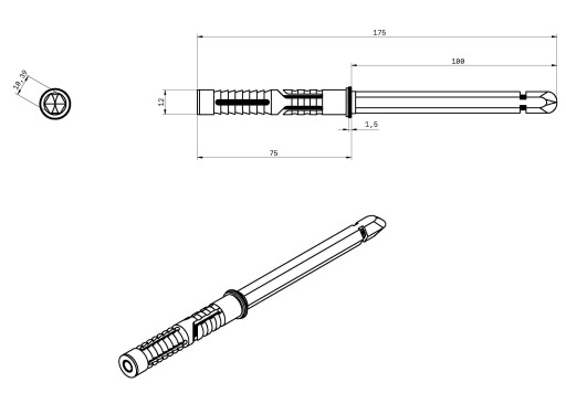 Neviditeľná podpera police ramena 10 x L100 mm - 4 ks