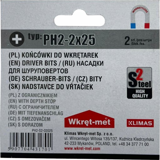 Bity Klimas Wkręt-met PHILIPS s dorazom pre sadrokartónové dosky 25 mm 2 ks.