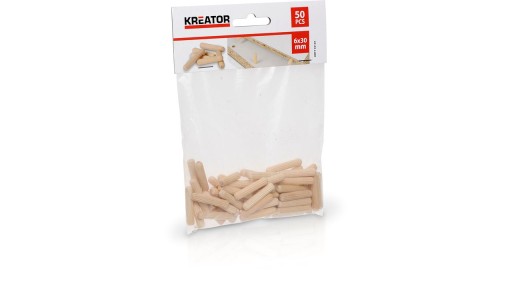 Drevené montážne hmoždinky do nábytku 6x30 mm 50 kusov Kreator