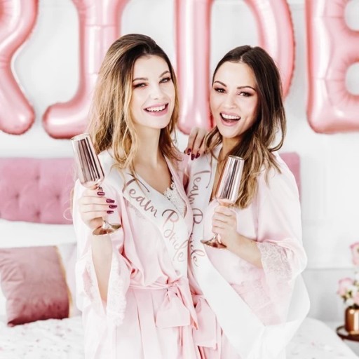 Saténová šerpa Team Bride, biela, 75 cm