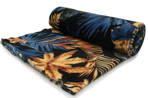 DTY PRINTED FLEECE, vzor Monstera, Modrá 1/2 MB