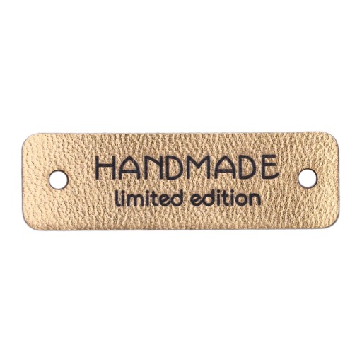 Etiketa z ekokože HANDMADE, zlato 2656