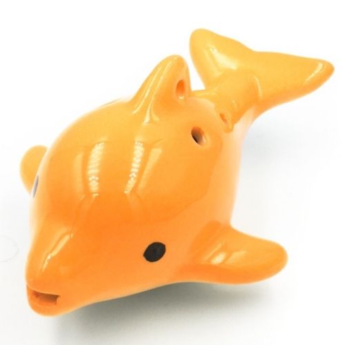 mini OCARINA, keramika, pomaranč, delfín, 6 otvorov, úchyty, tóny ocarina