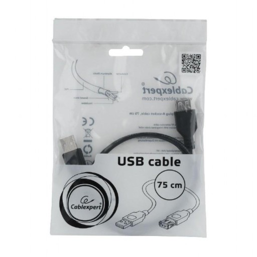 AM-AFI USB 2.0 predlžovací kábel 0,75m čierny