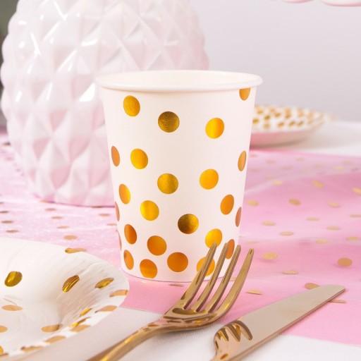 PÁRTY Papierové poháre GOLDEN DOTS 6ks 2339