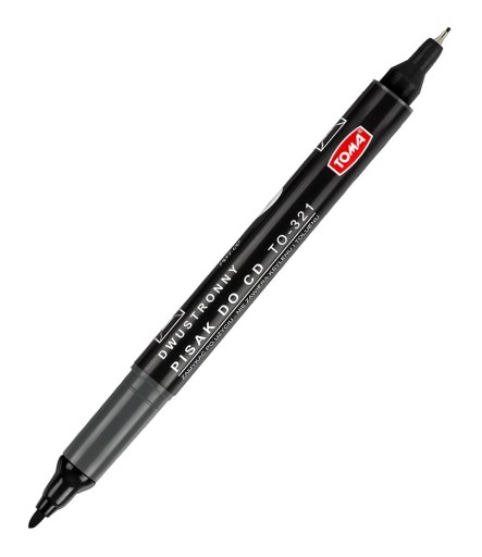obojstranný CD Marker, čierny vodotesný fix na fóliu, fixka TO-321 TOMA