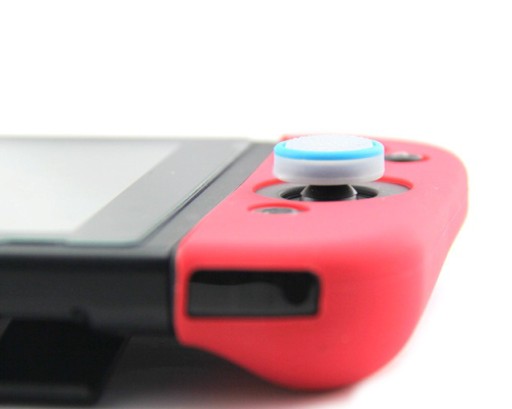 IRIS 2 x bodkovaný silikónový uzáver pre Switch / OLED biela a modrá