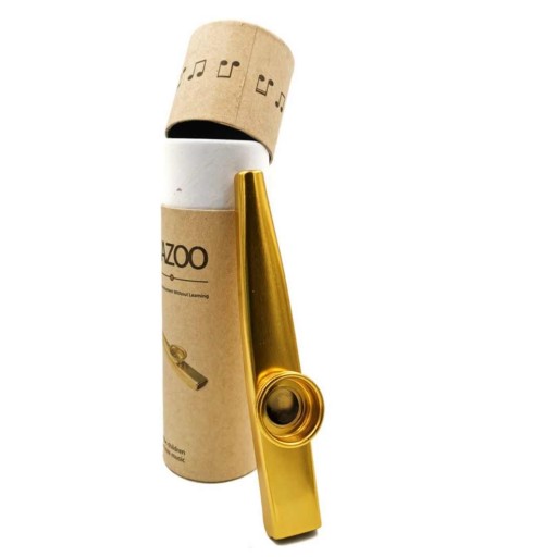 Zlaté KAZOO v tube + 5 ks MEMBRÁN ZDARMA, kov - perfektný darček