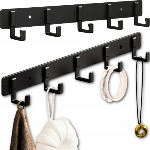 Kúpeľňový panel háčiky Vešiak Strong Black Wall Loft Závesná kúpeľňa