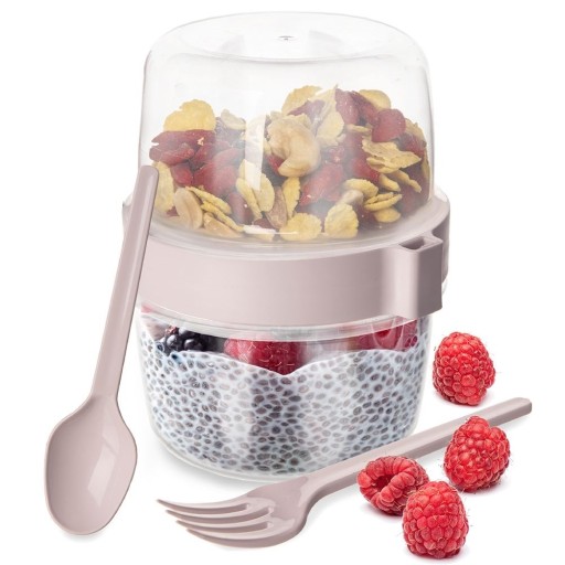 LUNCHBOX nádoba na jogurtový müsli ovocný šalát + príbor 370 ml