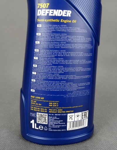 MANNOL 10W40 DEFENDER OLEJ POLOSYNTETICKÝ 1L