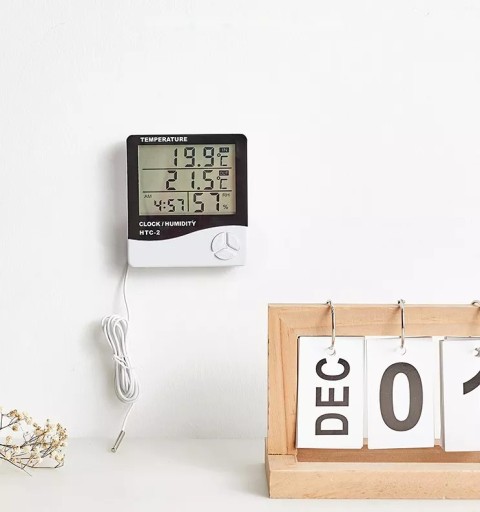 DIGITÁLNY TEPLOMER HYGROMETER HODINY METEOSTANICE