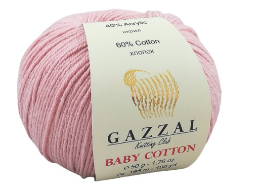Gazzal Baby Cotton priadza 3444 - 50g - špinavo ružová