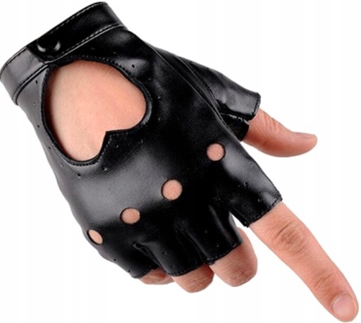 Rukavice Čierne kožené bozkávacie palčiaky punk CAR Women's Leather