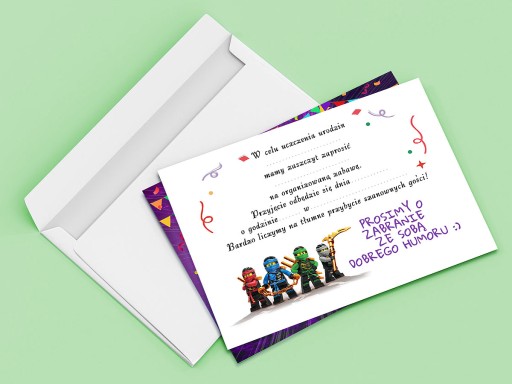 LEGO NINJAGO POZVÁNKA NA NARODENINY DIEŤAŤA + OBÁLKA ZDARMA