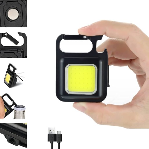 MINI baterka COB LED LAMPA USB VRECKOVÝ OTVÁRAČ KĽÚČENSTVA MAGNETOVÁ NOŽKA