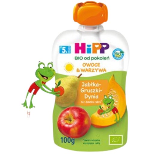 HiPP BIO po generácie, Jablká-Hrušky-Tekvica, po 5 mesiacoch 100 g
