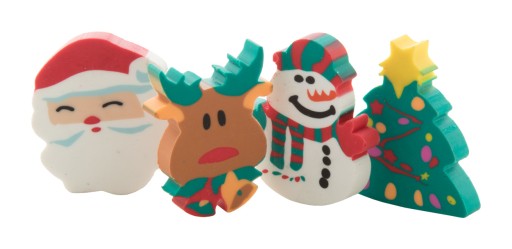 Vianočné GUMY 4 ks Vianočný stromček Santa Claus Sob Snehuliak