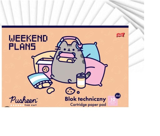 TECHNICKÝ BLOK A4 BIELA MAČKA PUSHEEN 10 listov