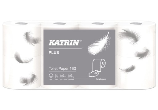 2W toaletný papier Katrin Plus, biely, 8 roliek