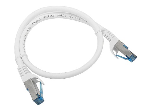 Cat.6A PIMF prepojovací kábel tienený RJ45-RJ45 1:1 Cu AWG26 biely 0,5m