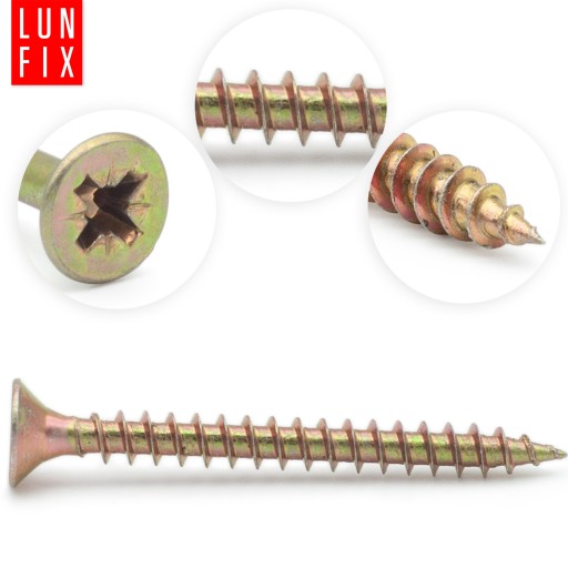 Skrutky do dreva kalené 3x40mm, zápustná hlava, pozinkované, 500 ks.