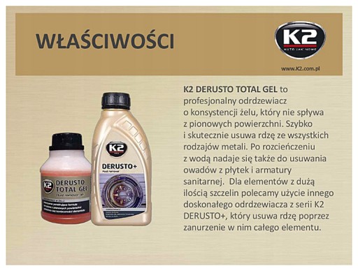 Z0B64 K2 DERUSTO TOTAL GEL GEL na odstránenie hrdze 250 ML FV L375