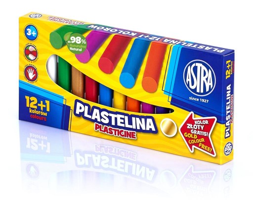 PLASTICINA ASTRA 12 COL+1 ZLATÁ ZADARMO, okrúhla