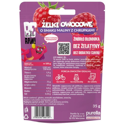 Malinové želé s chrumkami, vegánske BeRaw bez cukru