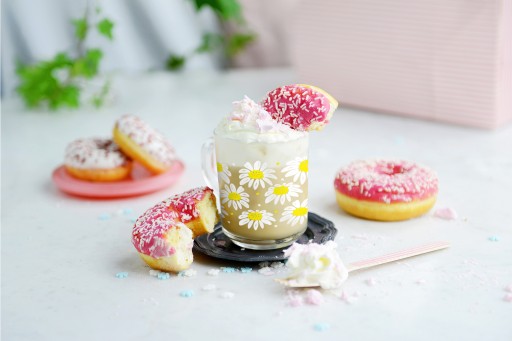 SZYMEK HRNČEK 220ML DAISIES SKLO SKLO NA KÁVU, ČAJ, ŠŤAVU