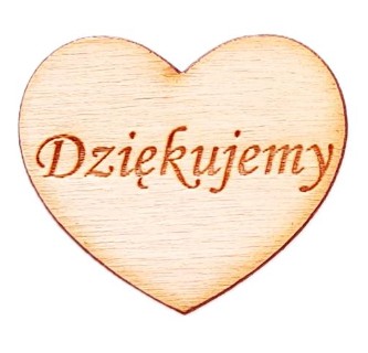 Drevené SRDCE s nápisom ĎAKUJEM, 3 cm, pre anjelika, 5 kusov