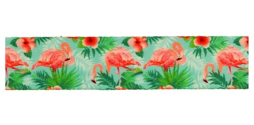 25 mm páska so sublimačnou potlačou grafiky FLAMINGO na nosnej páske