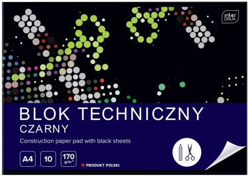 Technický blok INTERDRUK, čierny A4, 10 listov