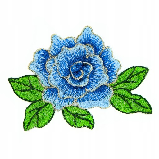 Nášivka FLOWER rose aplikácia zlatomodrá