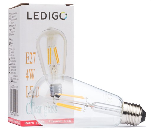 E27 4W ST64 FILAMENT CLEAR LED žiarovka
