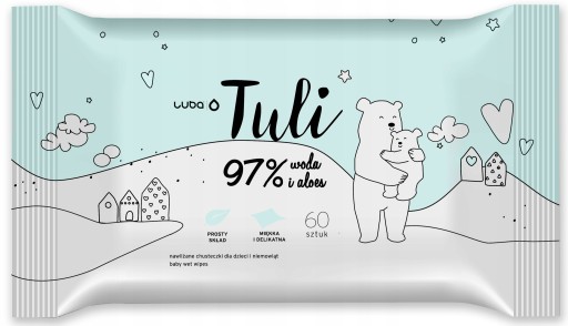 TULI VLHČENÉ UBROÚRKY PRE DETI A BOJČATÁ S ALOE 97% VODA 60 KS