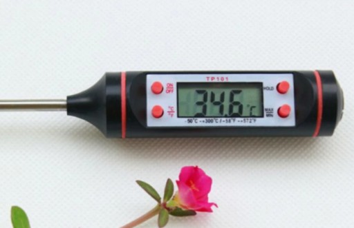 LCD KUCHYNSKÝ TEPLOMER NA VÝROBU MÄSA, VÍNA, VOSKU, SVIEČOK 300°C
