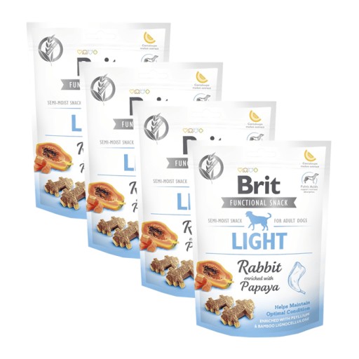 BRIT LIGHT funkčná maškrta pre psov Králik s papája 150g