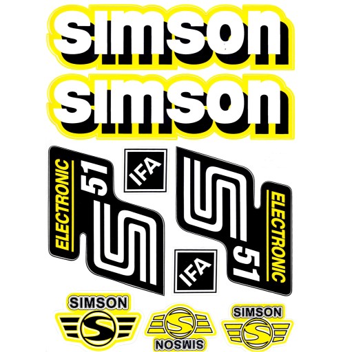Elektronické nálepky Simson S51 žlté