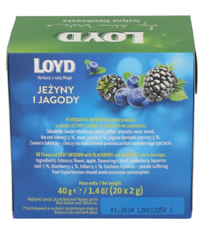 Express Ovocný čaj Čučoriedka Ostružina Sladké drievko Arónia 20 T. BIO LOYD