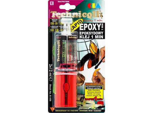 EPOXIDOVÉ MONTÁŽNE LEPIDLO 2x12ml NA KOVOVÉ DREVO, ČÍRE DVOJZLOŽKOVÉ